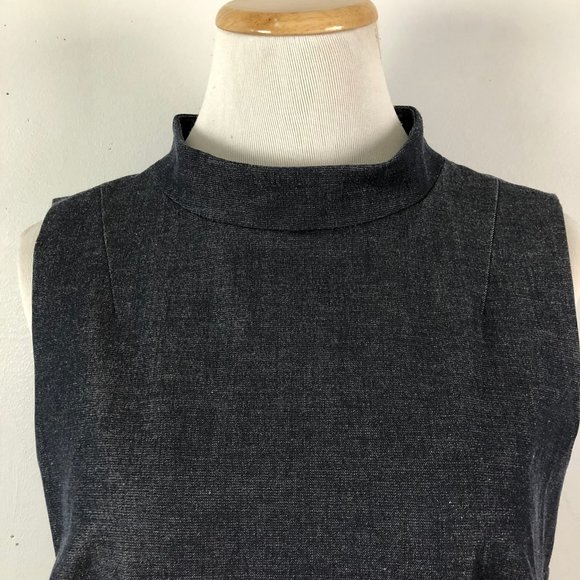 HALOGEN Dress Small Denim Gray Pink Tweed Skirt High Neck NWOT Size Small - Picture 3 of 9